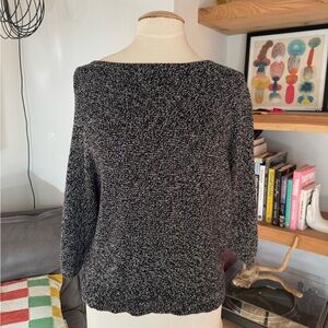 Vintage 90's Chaus Black and Gray Off-the-Shoulder Sweater